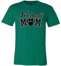 Load image into Gallery viewer, Football Mom With Heart Football Mom Shirts | Football Mom Gifts kelly green