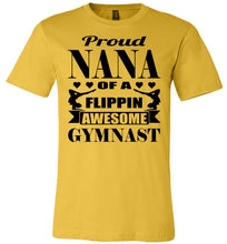 Load image into Gallery viewer, Proud Nana Of A Flippin Awesome Gymnast Gymnastics Nana T-Shirt yellow