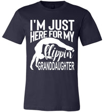 Load image into Gallery viewer, I&#39;m Just Here For My Flippin&#39; Granddaughter Gymnastics Grandma Grandpa T Shirt navy