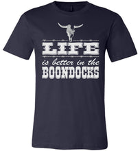 Load image into Gallery viewer, Life Is Better In The Boondocks Country T-shirt navy