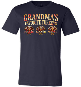 Grandma's Favorite Turkeys Funny Fall Shirts Funny Grandma Shirts navy