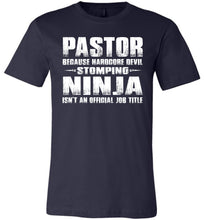 Load image into Gallery viewer, Pastor Hardcore Devil Stomping Ninja Funny Pastor Shirt navy