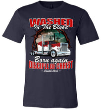 Load image into Gallery viewer, Washed In The Blood Christian Trucker Shirts canvas navy