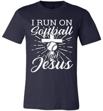 Load image into Gallery viewer, I Run On Softball And Jesus Christian Softball Shirts navy