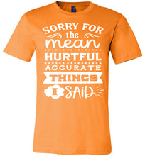 Load image into Gallery viewer, Sorry For The Mean Accurate Things I Said Sarcastic Shirts orange
