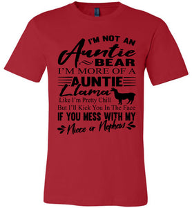 Auntie Llama Shirt | Auntie Bear Shirt | Funny Aunt Shirts red