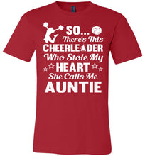 Load image into Gallery viewer, Cheerleader Who Stole My Heart She Calls Me Auntie Cheer Aunt Shirts red