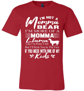 Momma Llama Shirt | Funny Mom Shirts | Momma Bear Shirt unisex red