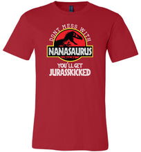 Load image into Gallery viewer, Don&#39;t Mess With Nanasaurus T-shirt red