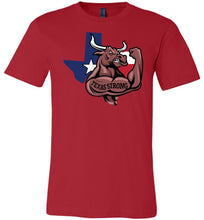 Load image into Gallery viewer, Texas Strong T Shirt With Longhorn Texas Strong T Shirt red