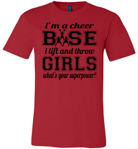 I Lift And Throw Girls Funny Cheer Base Shirts adult & Youth red