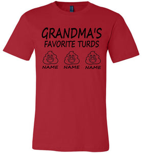 Grandma's Favorite Turds Funny Grandma T-Shirt red