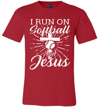 Load image into Gallery viewer, I Run On Softball And Jesus Christian Softball Shirts red