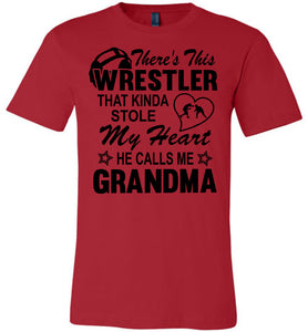 Wrestler Stole My Heart Grandma Wrestling Tshirt red