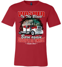 Load image into Gallery viewer, Washed In The Blood Christian Trucker Shirts canvas red