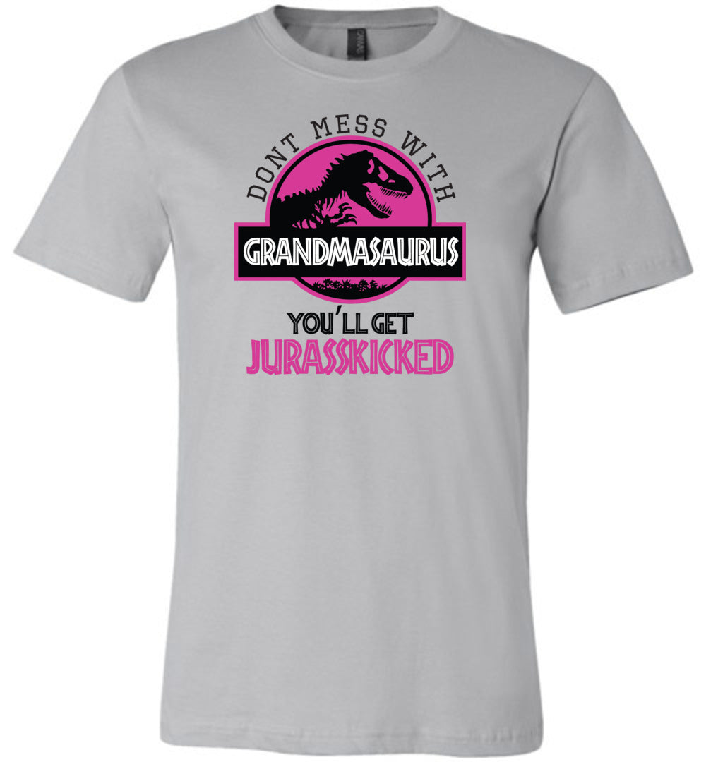 Don't Mess With Grandmasaurus T-shirt silver