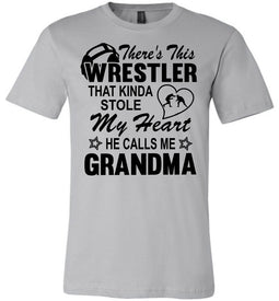 Wrestler Stole My Heart Grandma Wrestling Tshirt silver