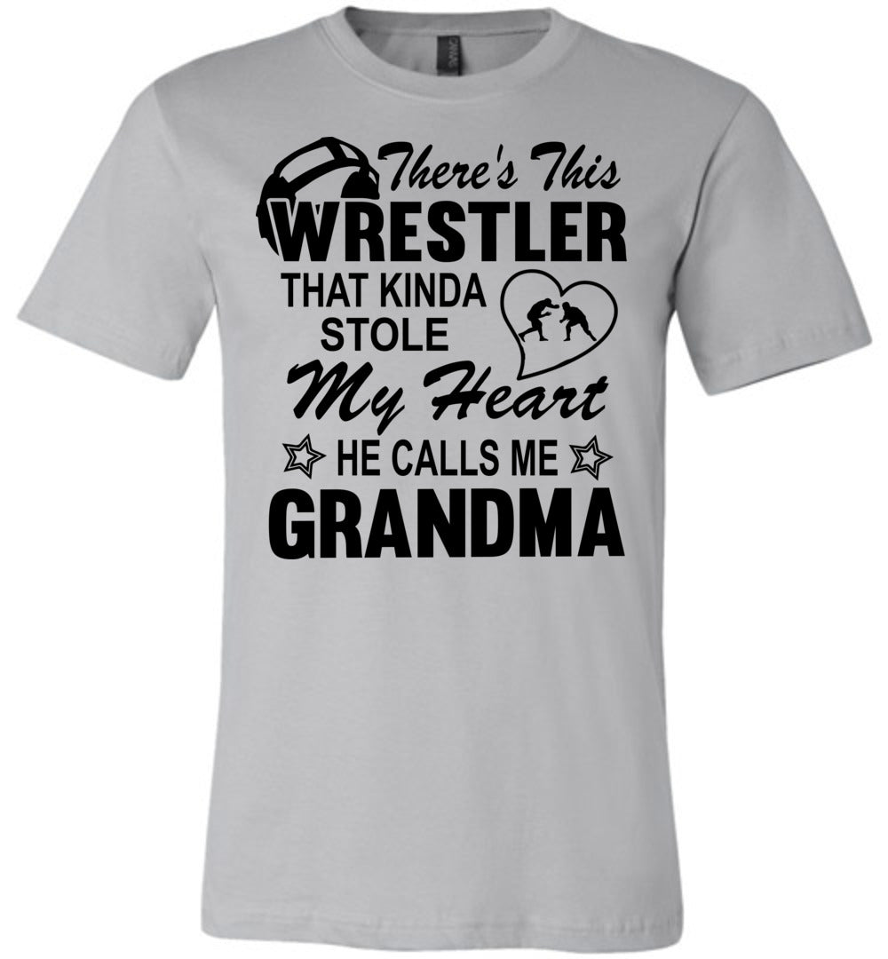 Wrestler Stole My Heart Grandma Wrestling Tshirt silver