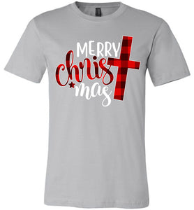 Merry Christ Mas Merry Christmas Christian Christmas Shirt silver