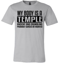 Load image into Gallery viewer, My Body Is A Temple Ancient And Crumbling Funny Quote Shirt silver