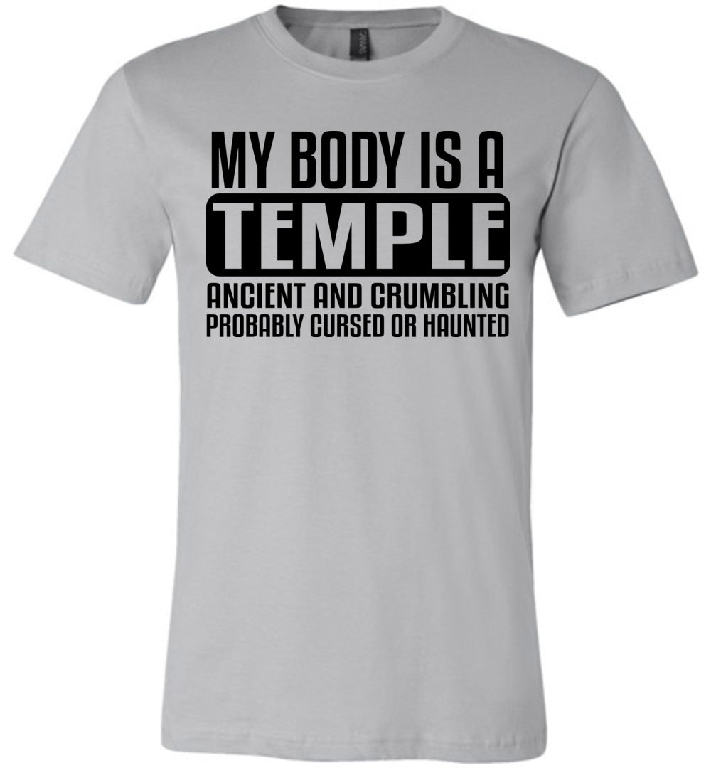 My Body Is A Temple Ancient And Crumbling Funny Quote Shirt silver