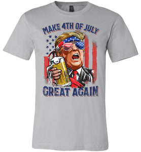Make 4th of July Great Again Funny Donald Trump Shirts silver