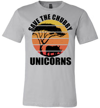 Load image into Gallery viewer, Save The Chubby Unicorns Funny Rhino T Shirt silver