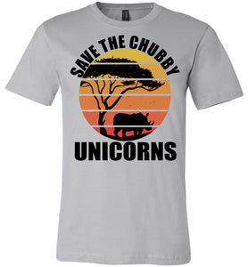Save The Chubby Unicorns Funny Rhino T Shirt silver