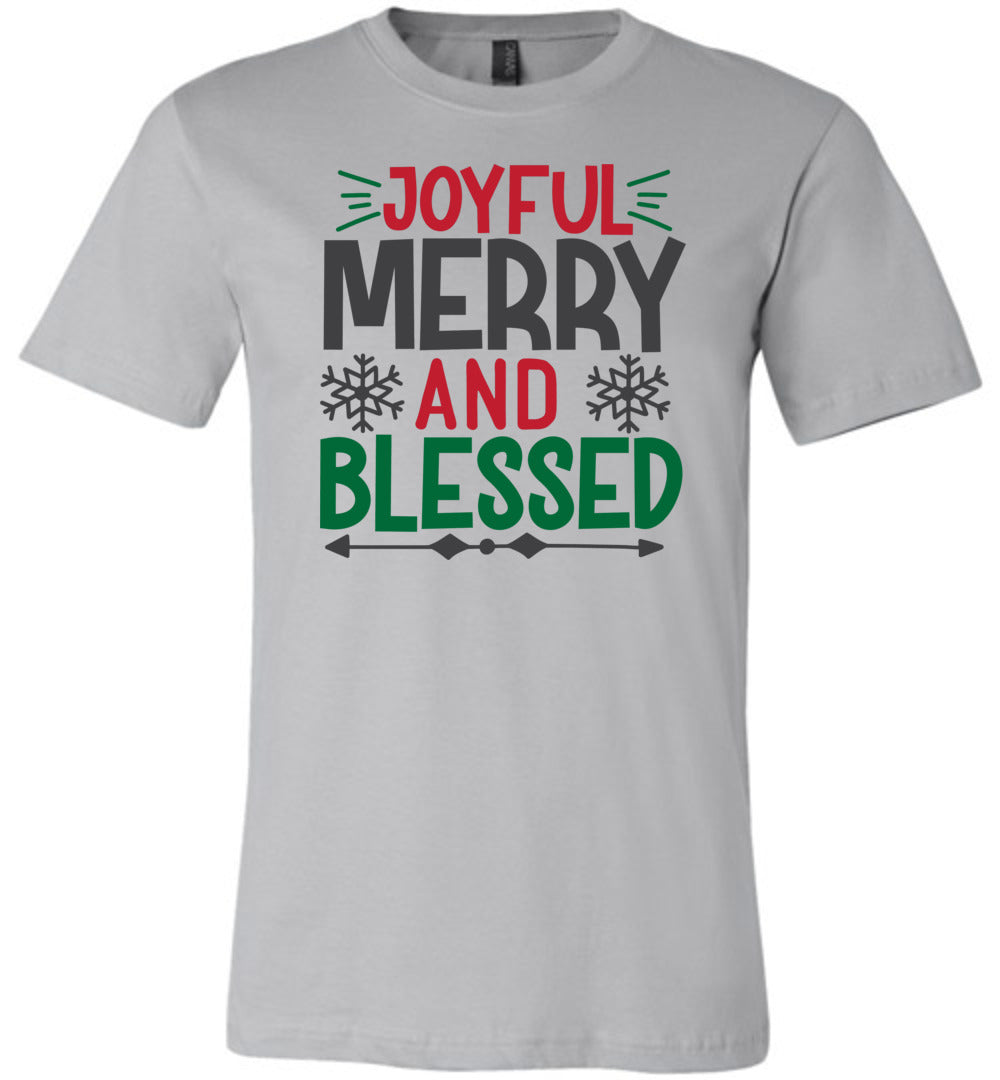 Joyful Merry And Blessed Christian Christmas Shirts silver