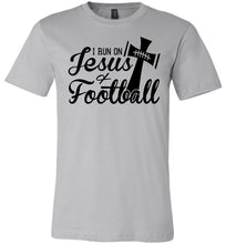 Load image into Gallery viewer, I Run On Jesus And Football Christian Football Shirts silver