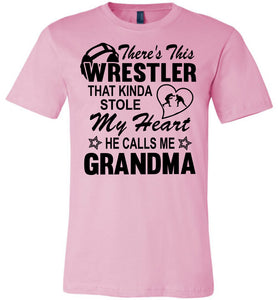 Wrestler Stole My Heart Grandma Wrestling Tshirt pink