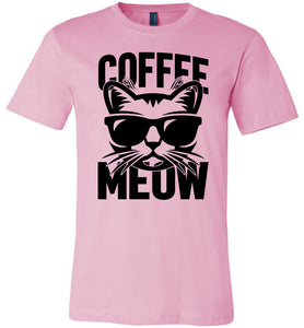 Coffee Meow Coffee Cat T Shirt pink