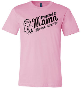 Promoted To Mama Est 2022 New Mom Shirts pink