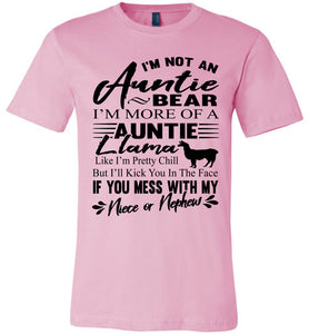 Auntie Llama Shirt | Auntie Bear Shirt | Funny Aunt Shirts pink