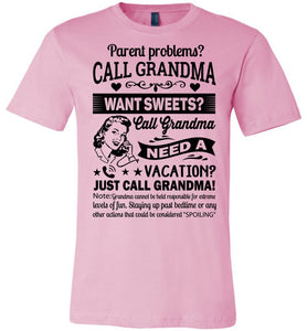 Just Call Grandma T Shirts | Funny Grandma Shirts | Funny Grandma Gifts pink