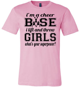 I Lift And Throw Girls Funny Cheer Base Shirts adult & Youth pink