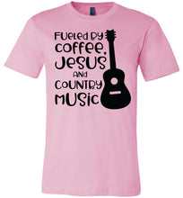Load image into Gallery viewer, Fueled By Coffee Jesus And Country Music Country Cowgirl T Shirts pink