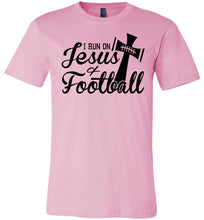 Load image into Gallery viewer, I Run On Jesus And Football Christian Football Shirts pink