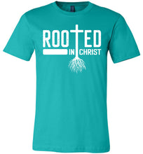 Load image into Gallery viewer, Rooted In Christ Christian Quotes Shirts teal