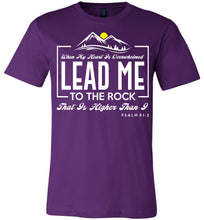 Load image into Gallery viewer, Lead Me To The Rock Psalm 61:2 Christian T-Shirts purple
