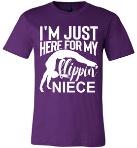 I'm Just Here For My Flippin Niece Gymnastics Aunt Uncle Shirts purple