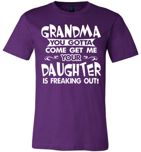 Grandma You Gotta Come Get Me Daughter Freaking Out Funny Kids T Shirts adult purple