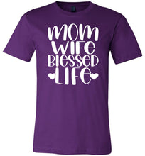 Load image into Gallery viewer, Mom Wife Blessed Life Mom TShirt purple
