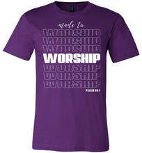 Load image into Gallery viewer, Made To Worship Psalm 95:1 Christian Shirts purple