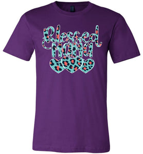 Blessed Mama Leopard Print Mom Shirt purple