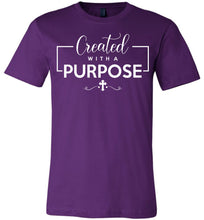 Load image into Gallery viewer, Created With A Purpose Christian Quotes Shirts purple