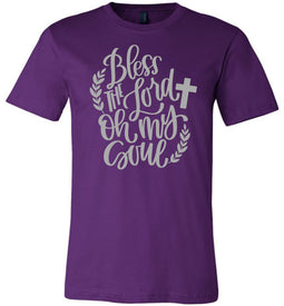 Bless The Lord Oh My Soul Christian Quote Tee purple