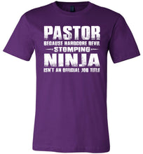 Load image into Gallery viewer, Pastor Hardcore Devil Stomping Ninja Funny Pastor Shirt purple
