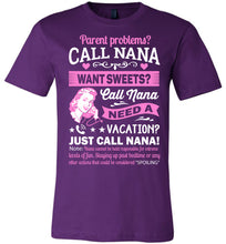 Load image into Gallery viewer, Just Call Nana Tee Shirts | Funny Nana Shirts | Funny Nana Gifts purple