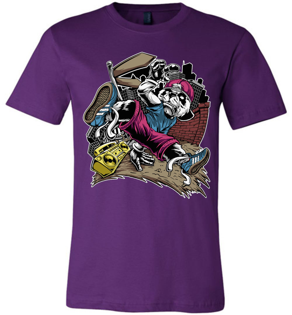 Break Dance Panda Hip Hop T Shirts purple